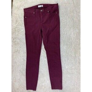Loft Size 26 2 Womens Jeans Maroon Skinny Legging Stretch Mid Rise